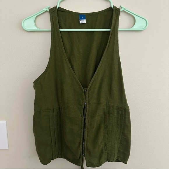 Old Navy green linen tank with back ties Size Small - Picture 3 of 10